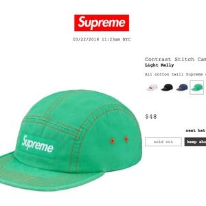 Supreme Contrast Stitch Camp Cap
